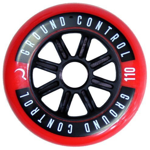 Ground Control black red inline skate wheel for freeride of 110 mm diameter and 85A durometer